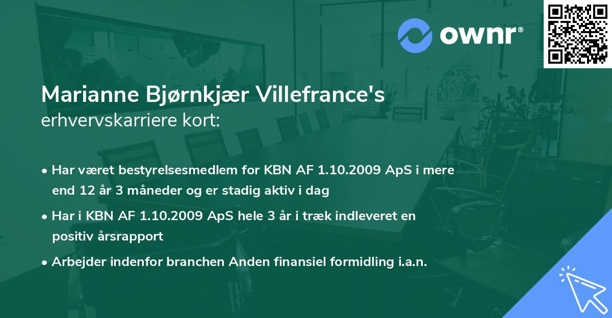 Marianne Bjørnkjær Villefrance's erhvervskarriere kort
