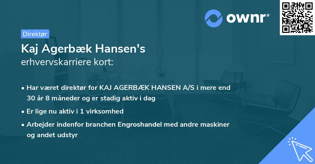 Kaj Agerbæk Hansen's erhvervskarriere kort