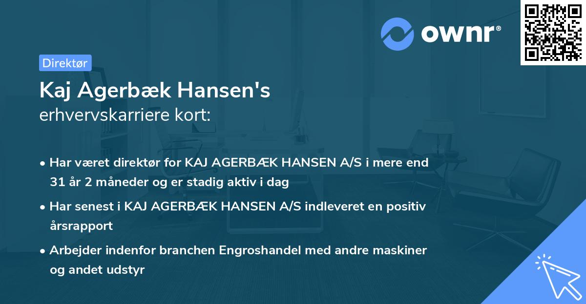 Kaj Agerbæk Hansen's erhvervskarriere kort