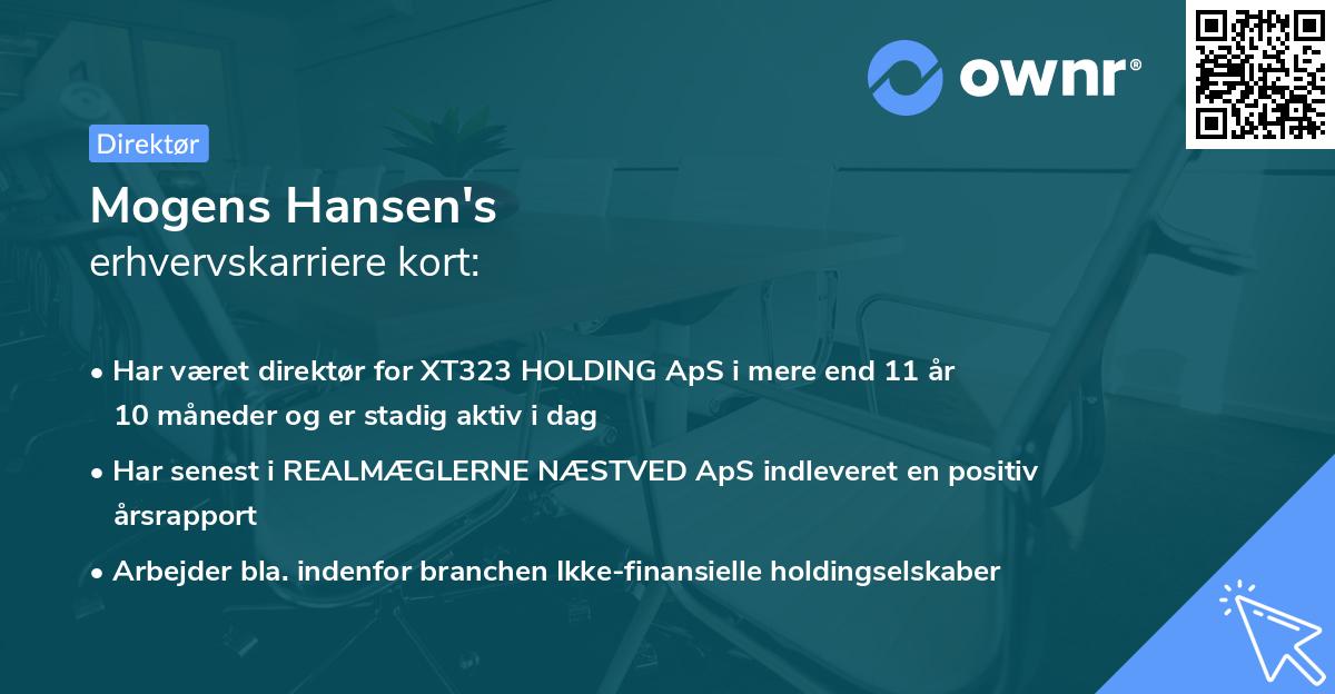 Mogens Hansen's erhvervskarriere kort