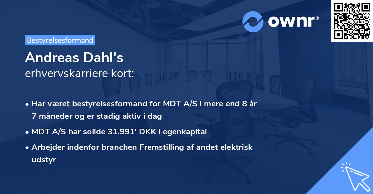 Andreas Dahl's erhvervskarriere kort