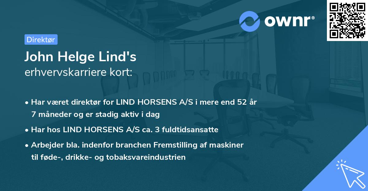 John Helge Lind's erhvervskarriere kort