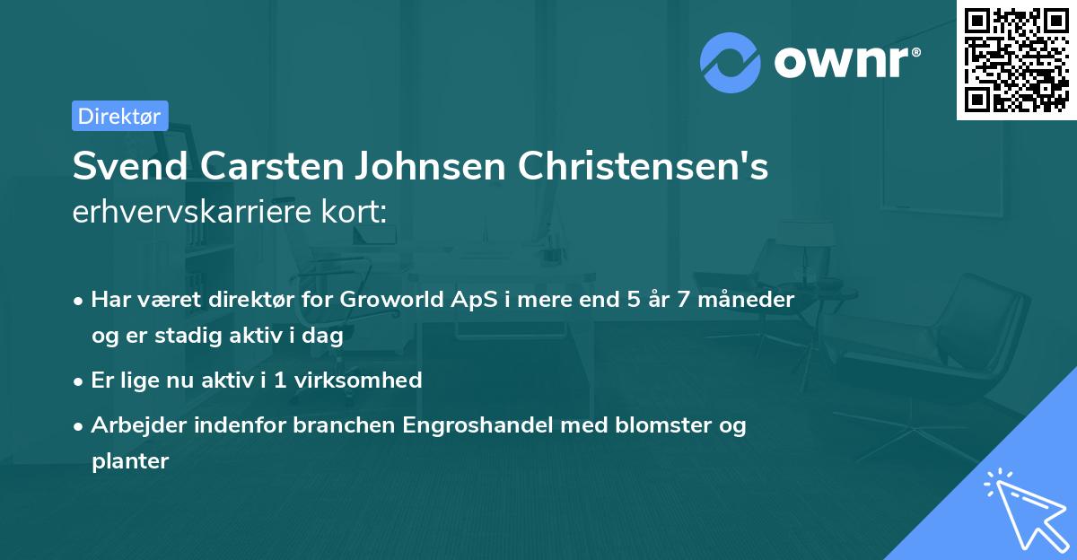 Svend Carsten Johnsen Christensen's erhvervskarriere kort