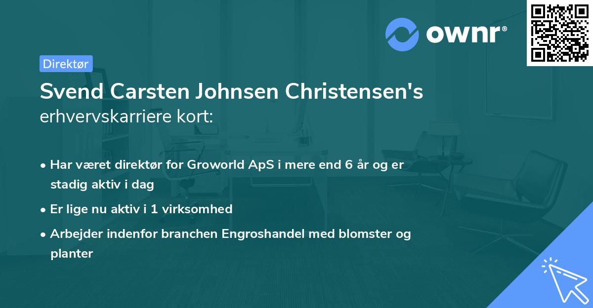 Svend Carsten Johnsen Christensen's erhvervskarriere kort