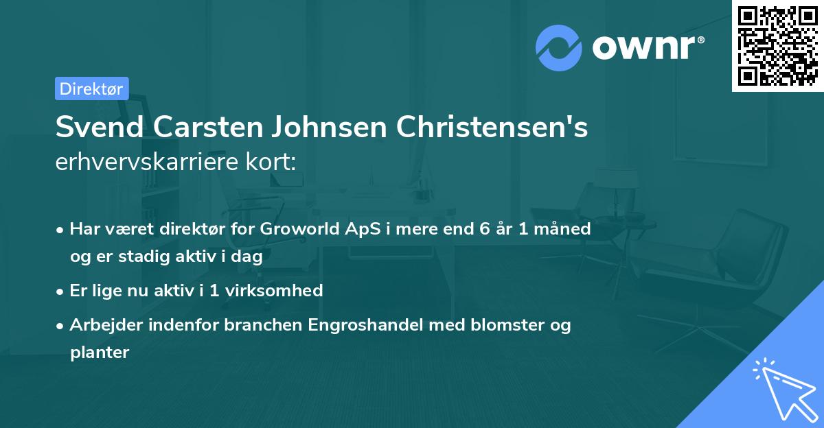Svend Carsten Johnsen Christensen's erhvervskarriere kort