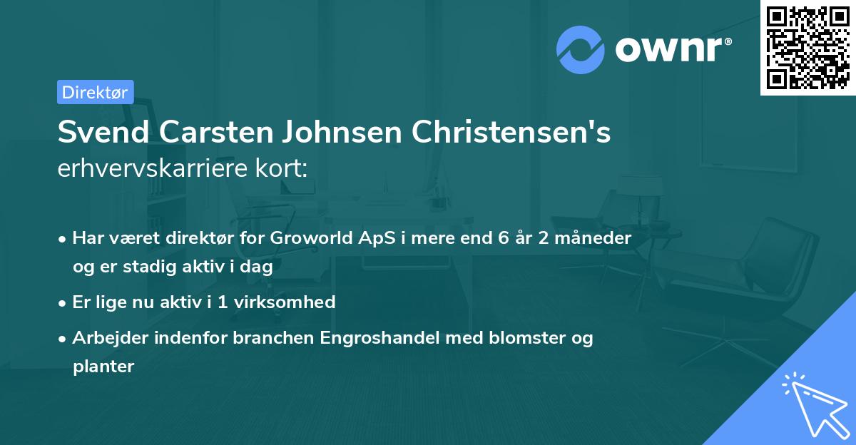 Svend Carsten Johnsen Christensen's erhvervskarriere kort