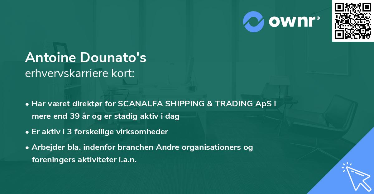 Antoine Dounato's erhvervskarriere kort
