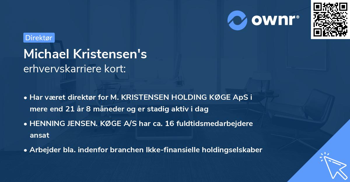 Michael Kristensen's erhvervskarriere kort