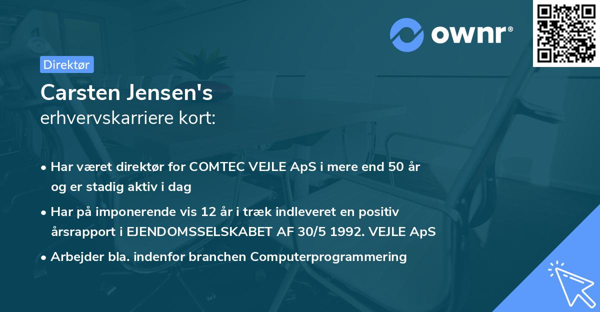 Carsten Jensen's erhvervskarriere kort