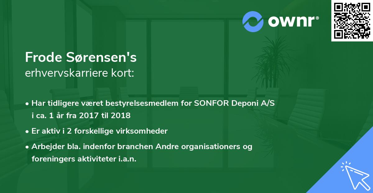 Frode Sørensen's erhvervskarriere kort