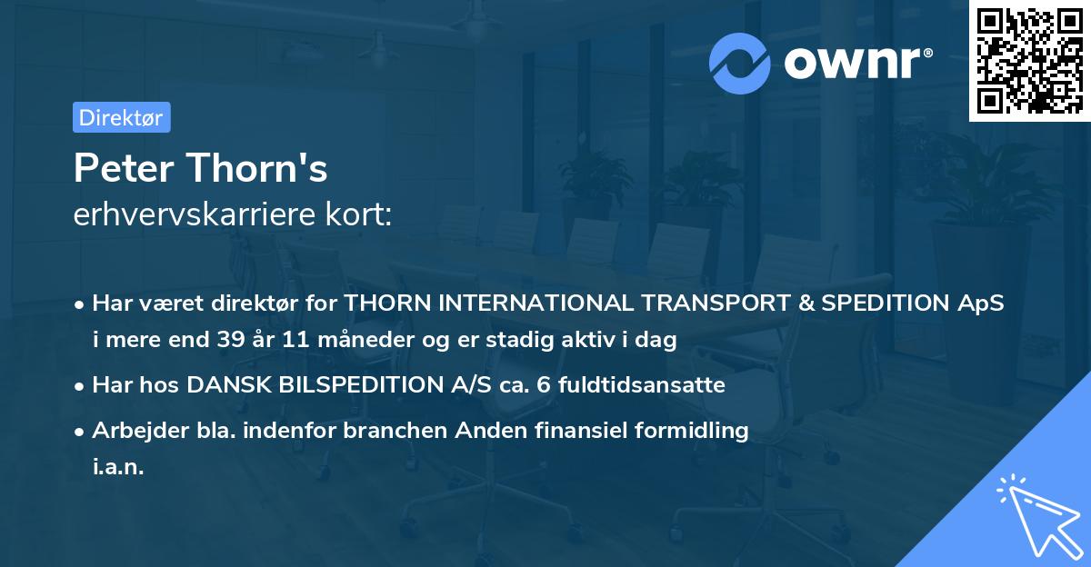 Peter Thorn's erhvervskarriere kort
