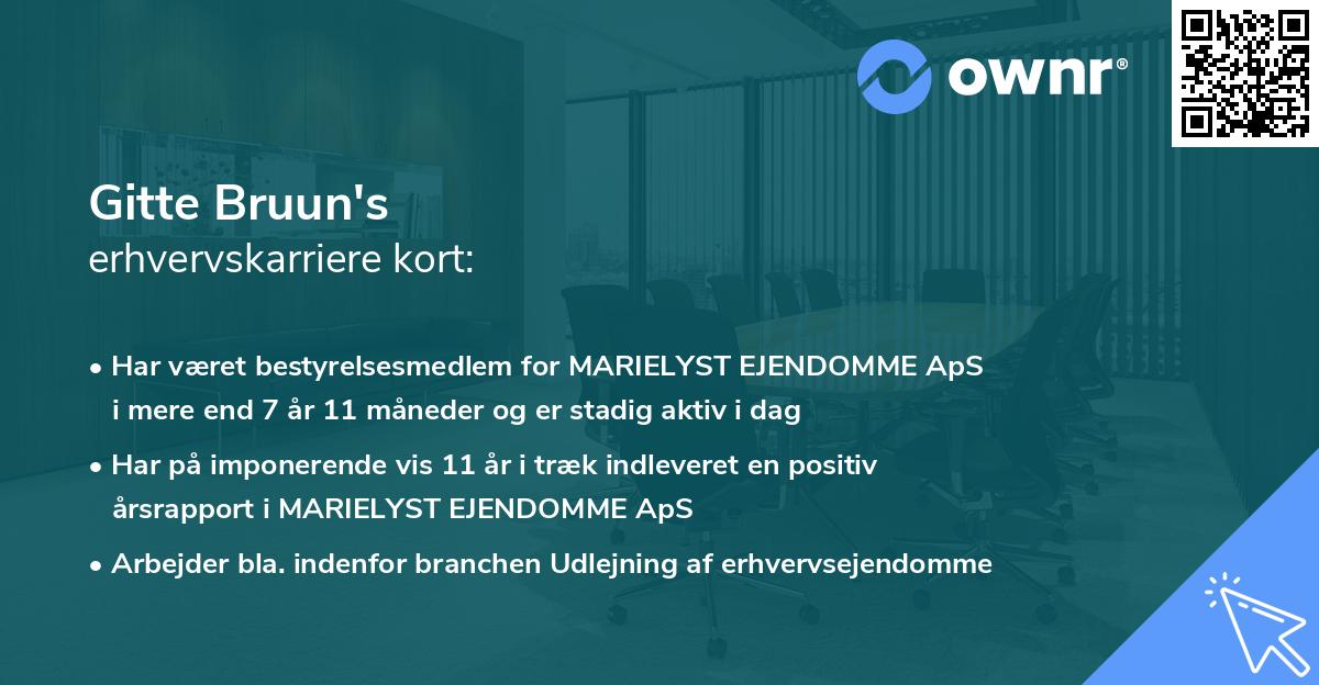 Gitte Bruun's erhvervskarriere kort