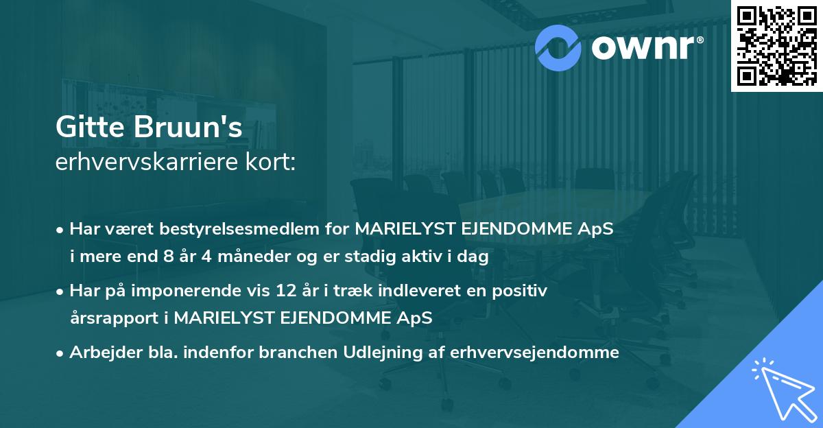 Gitte Bruun's erhvervskarriere kort