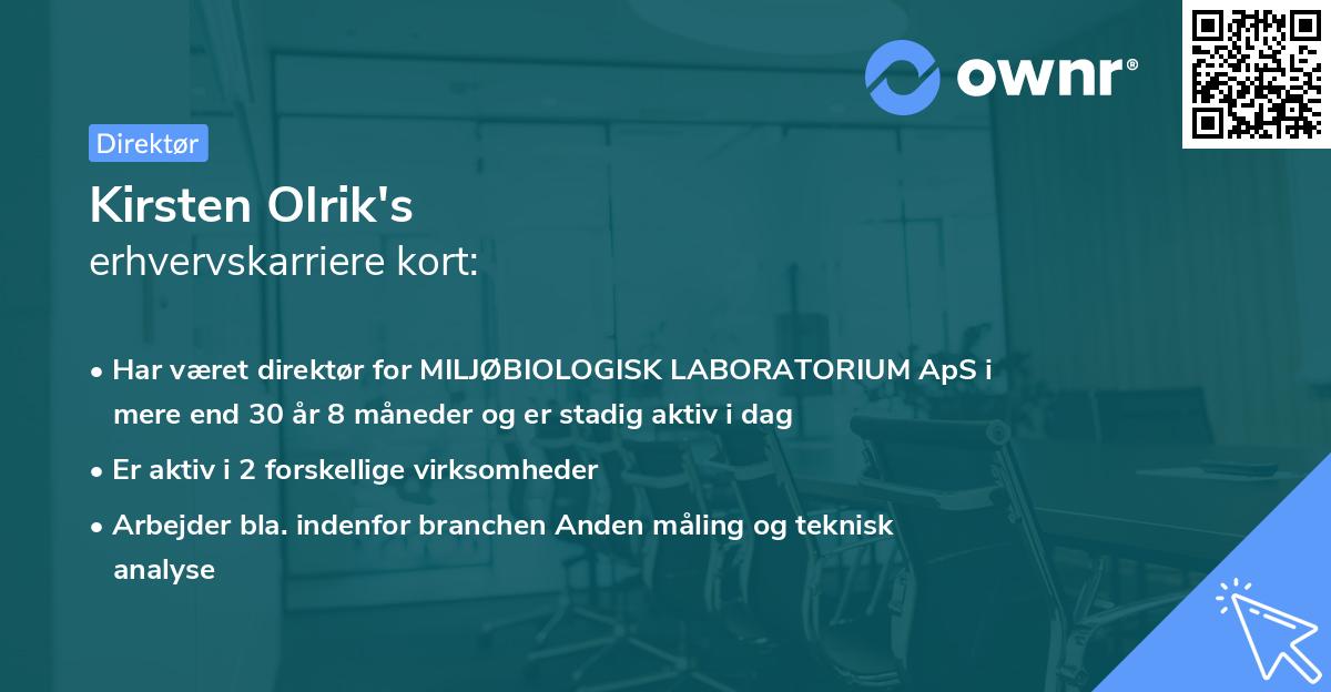 Kirsten Olrik's erhvervskarriere kort