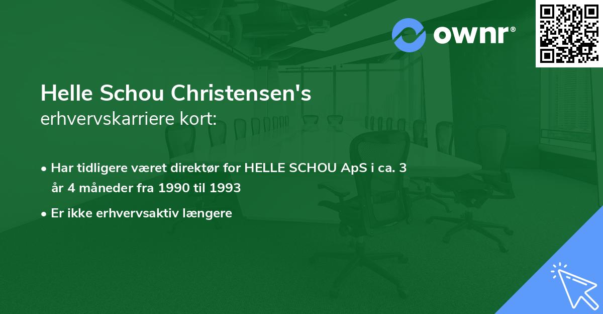 Helle Schou Christensen's erhvervskarriere kort