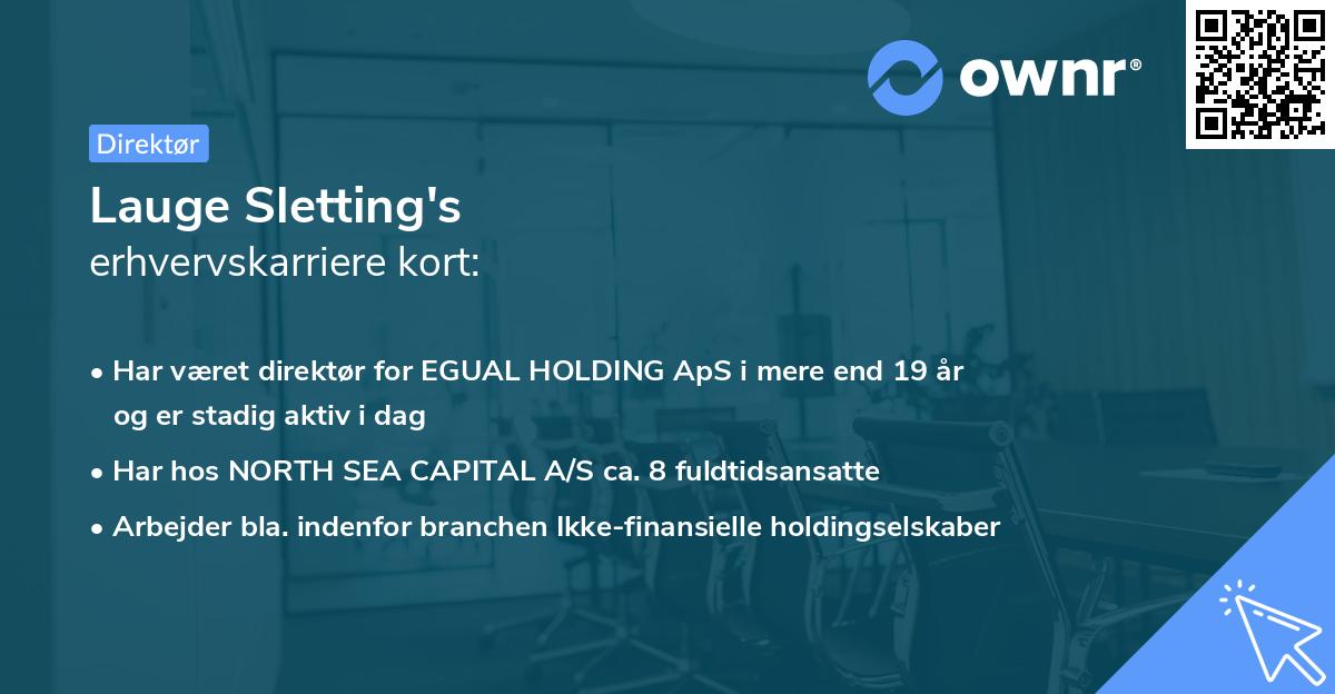 Lauge Sletting's erhvervskarriere kort