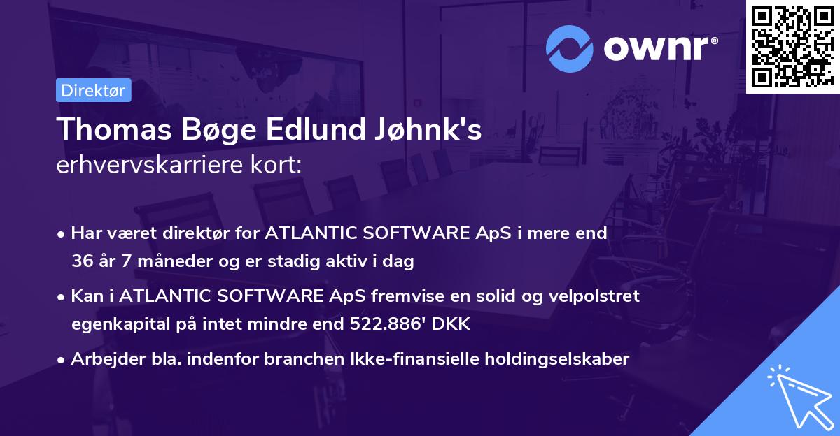 Thomas Bøge Edlund Jøhnk's erhvervskarriere kort