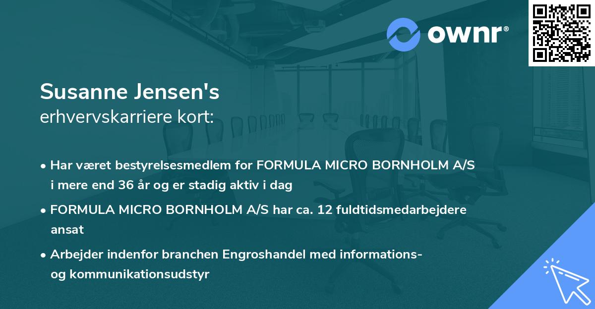 Susanne Jensen's erhvervskarriere kort