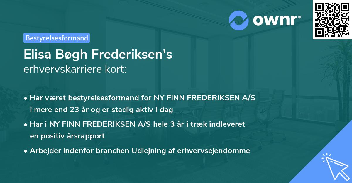 Elisa Bøgh Frederiksen's erhvervskarriere kort