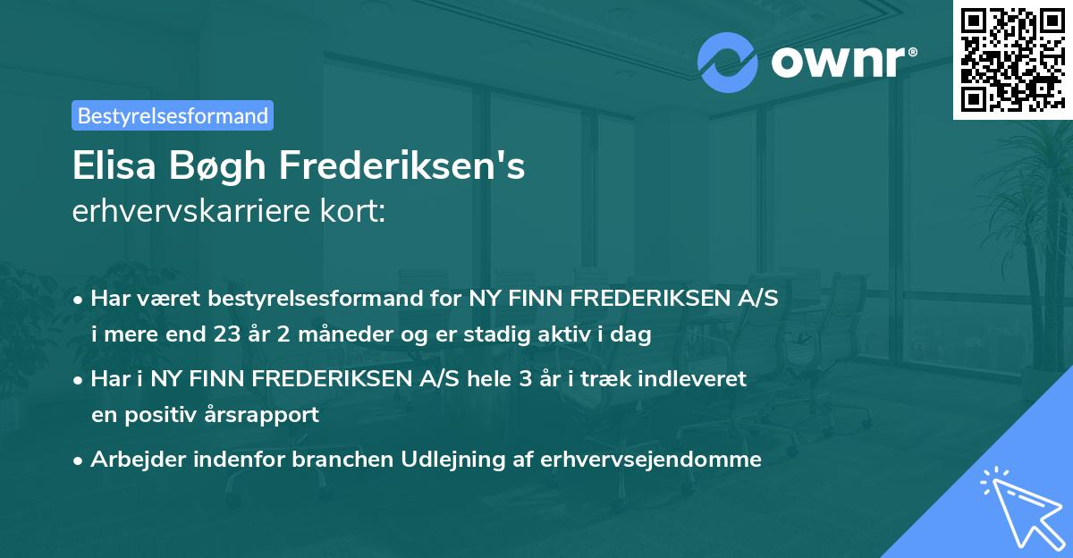 Elisa Bøgh Frederiksen's erhvervskarriere kort