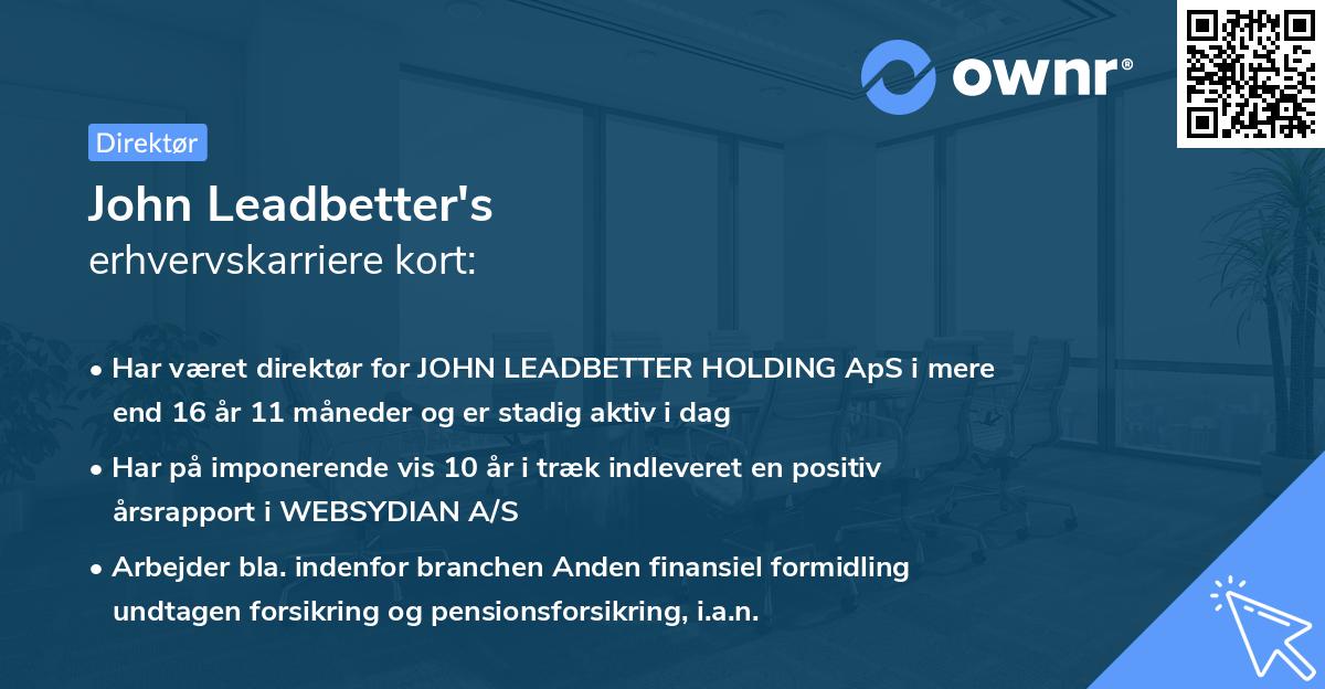 John Leadbetter's erhvervskarriere kort