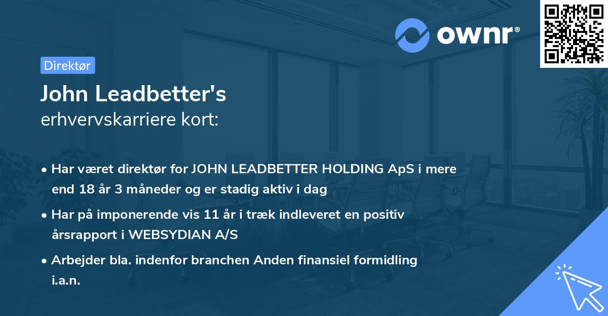 John Leadbetter's erhvervskarriere kort