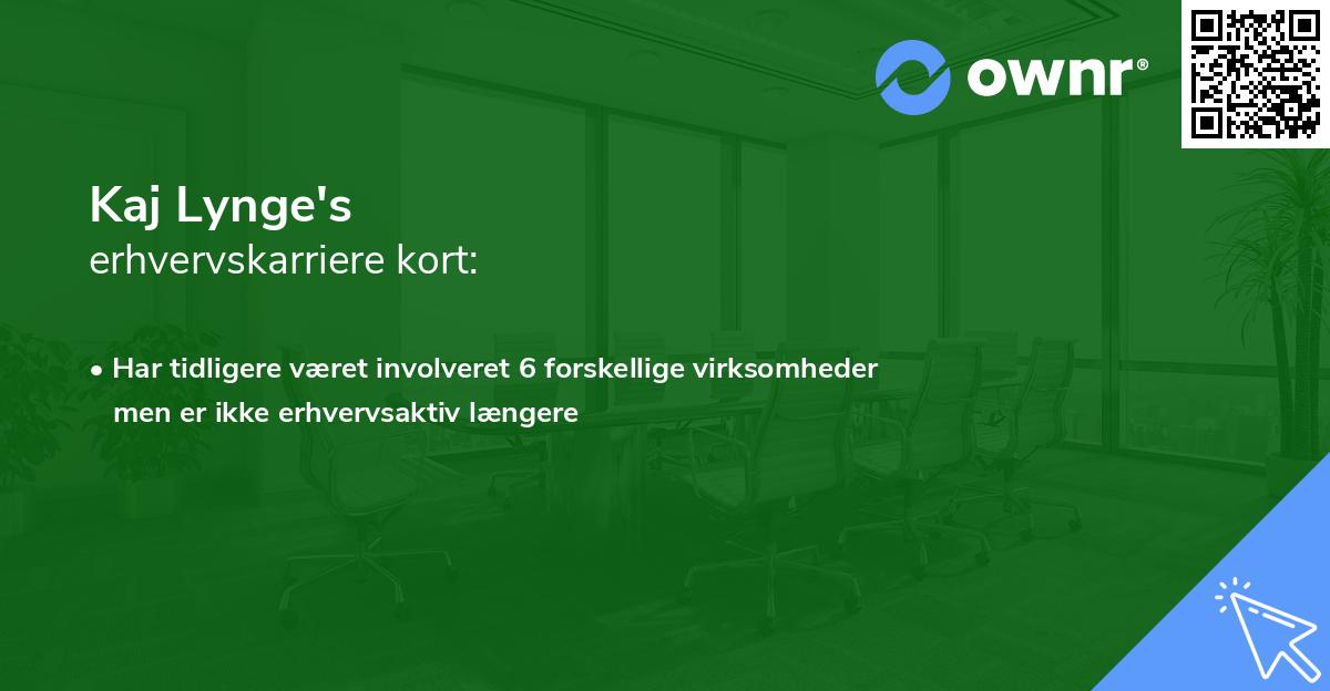 Kaj Lynge's erhvervskarriere kort