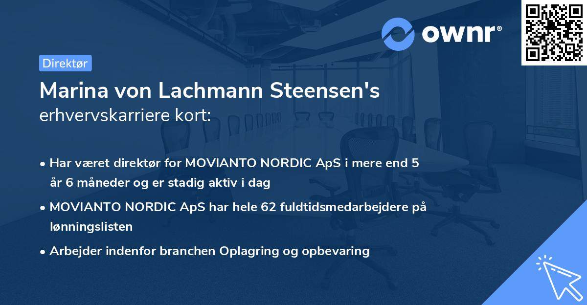 Marina von Lachmann Steensen's erhvervskarriere kort