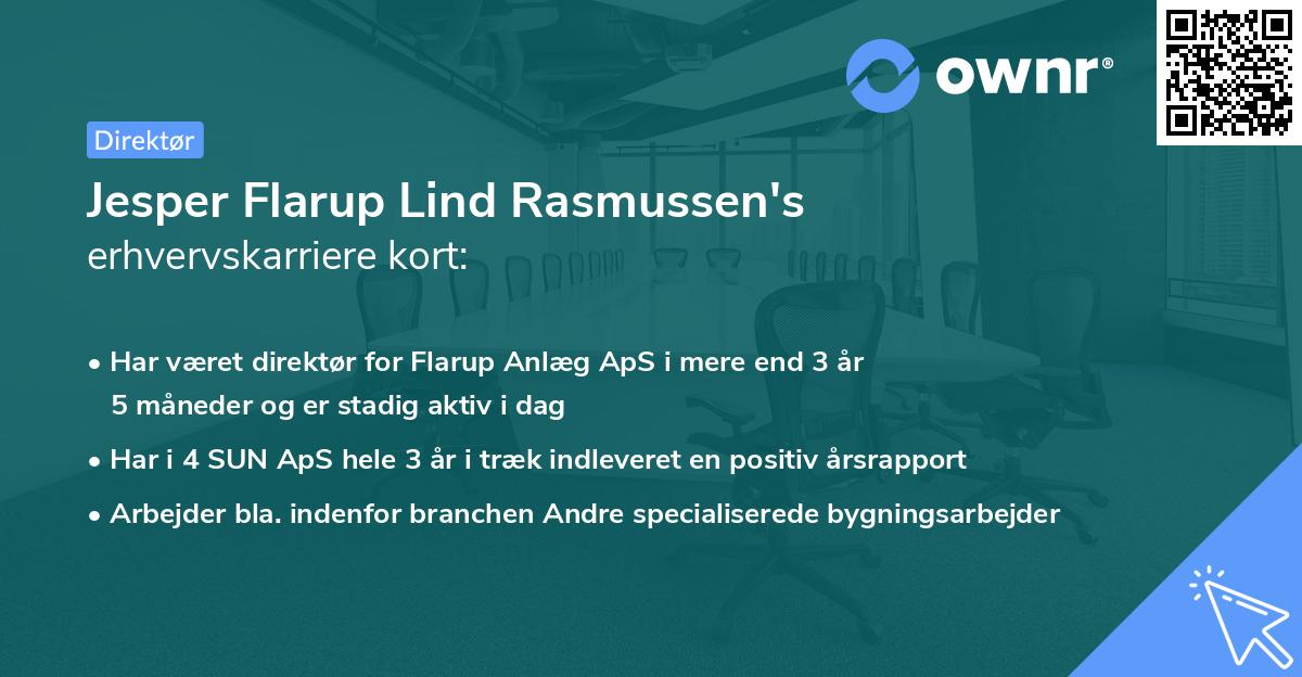Jesper Flarup Lind Rasmussen's erhvervskarriere kort