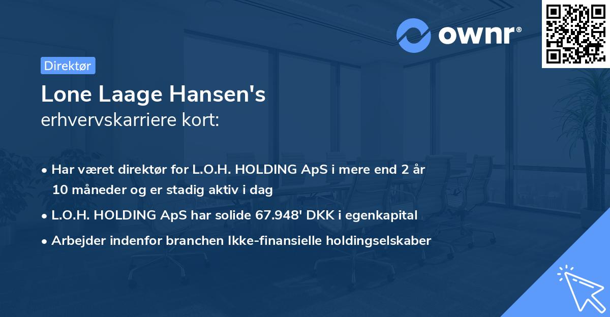 Lone Laage Hansen's erhvervskarriere kort