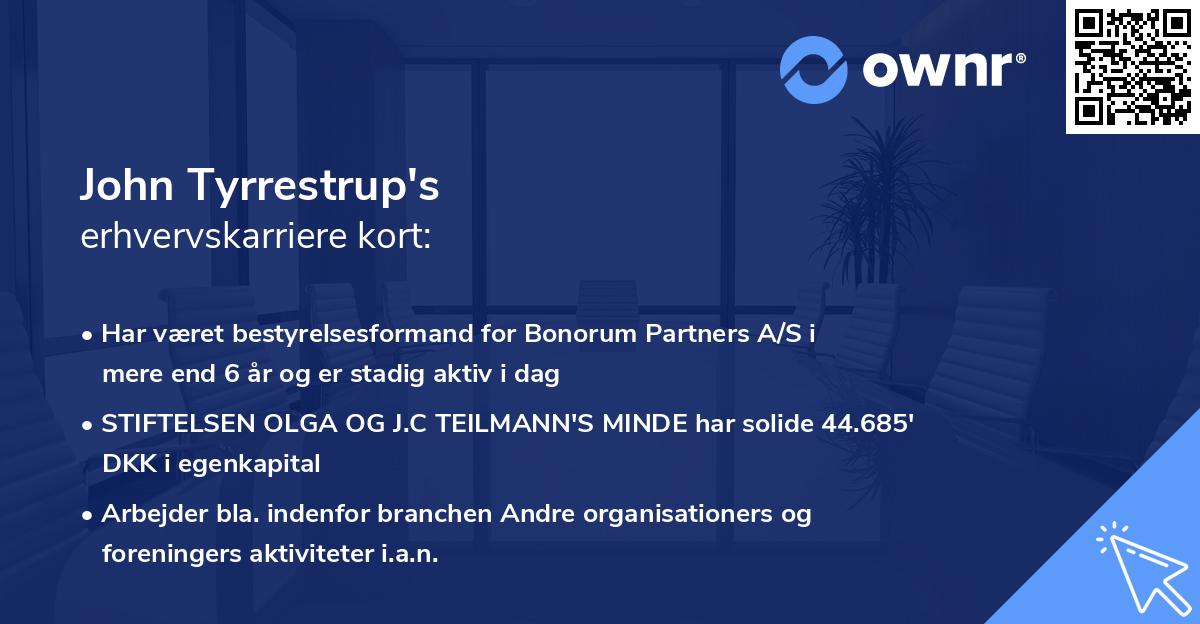 John Tyrrestrup's erhvervskarriere kort