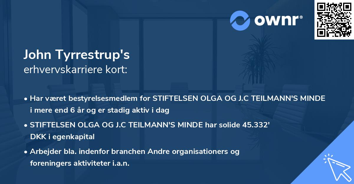 John Tyrrestrup's erhvervskarriere kort