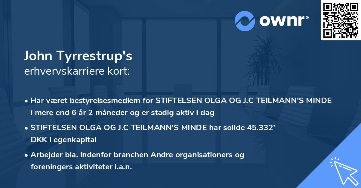 John Tyrrestrup's erhvervskarriere kort