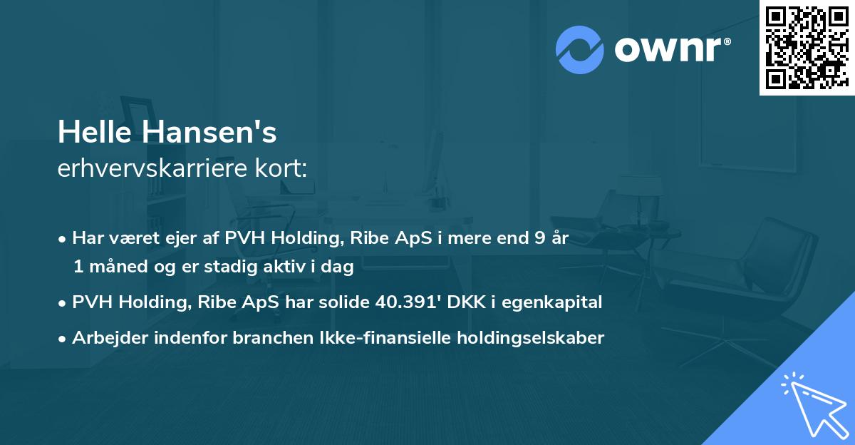 Helle Hansen's erhvervskarriere kort