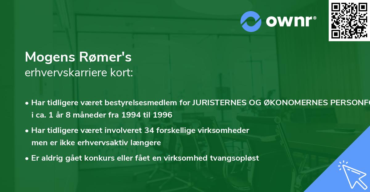 Mogens Rømer's erhvervskarriere kort