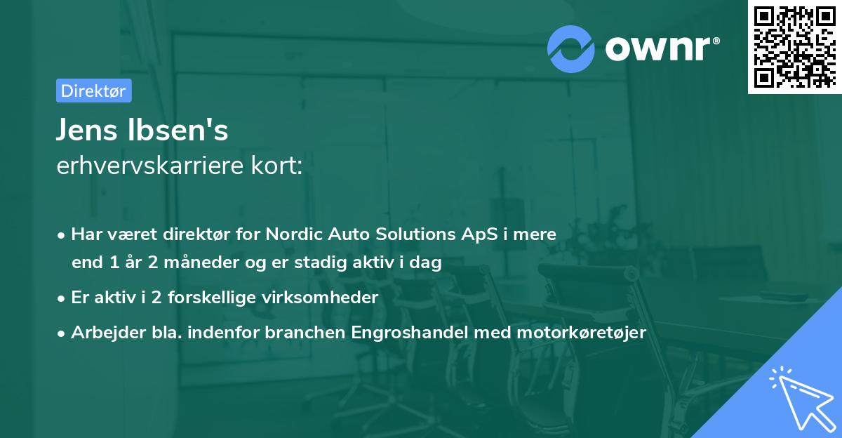 Jens Ibsen's erhvervskarriere kort