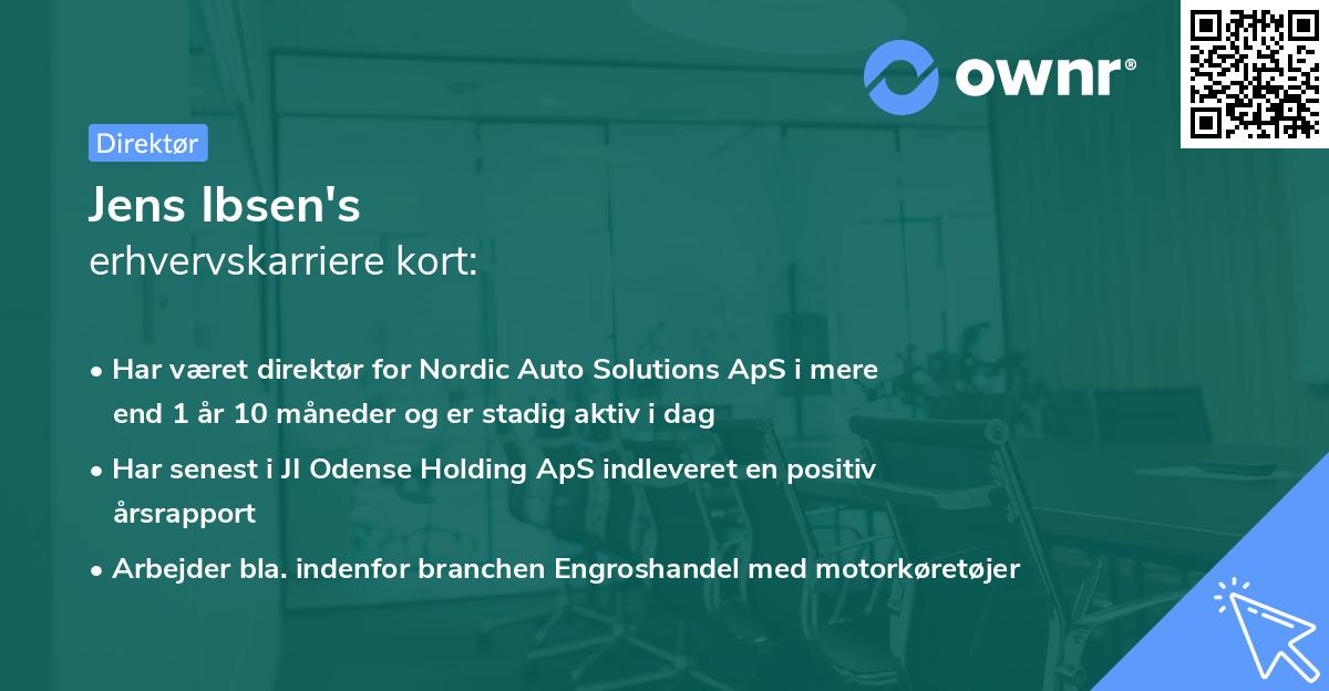 Jens Ibsen's erhvervskarriere kort