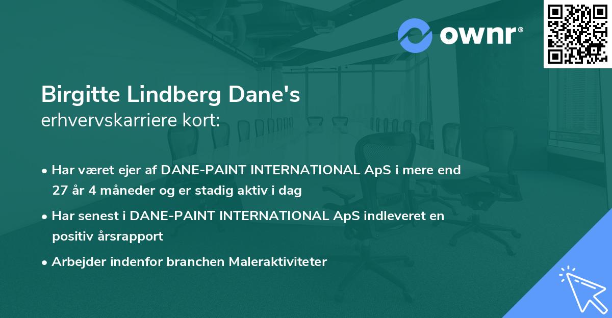 Birgitte Lindberg Dane's erhvervskarriere kort