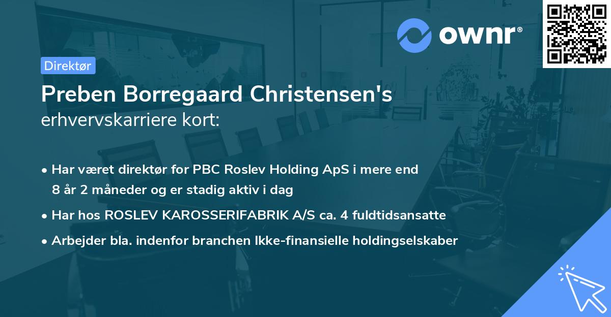 Preben Borregaard Christensen's erhvervskarriere kort