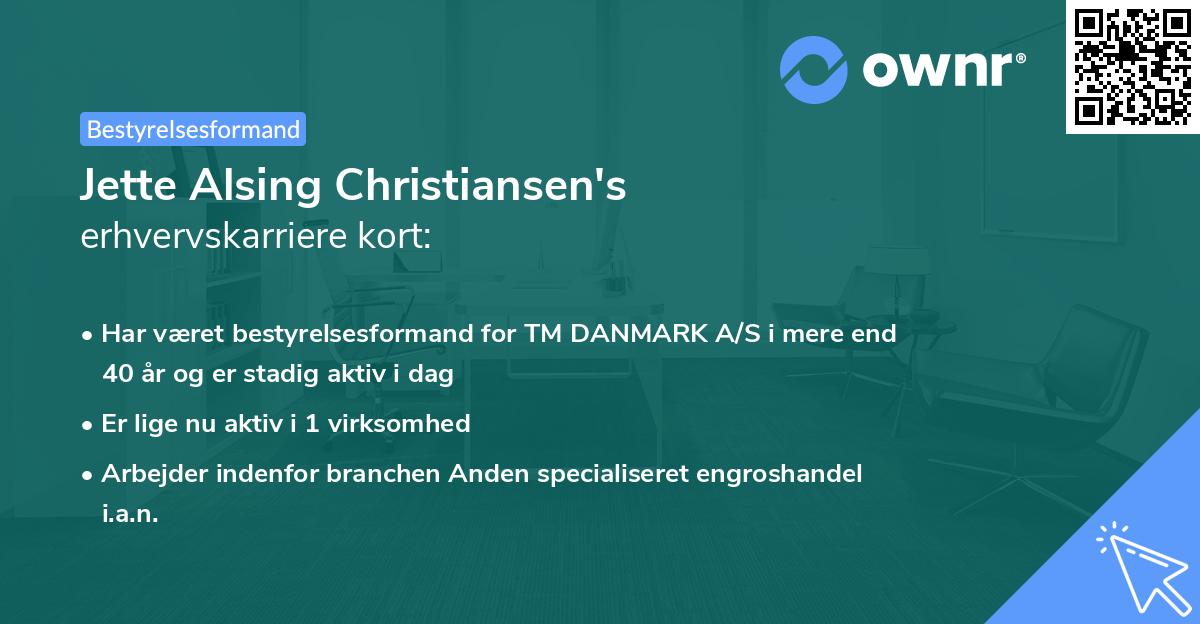 Jette Alsing Christiansen's erhvervskarriere kort
