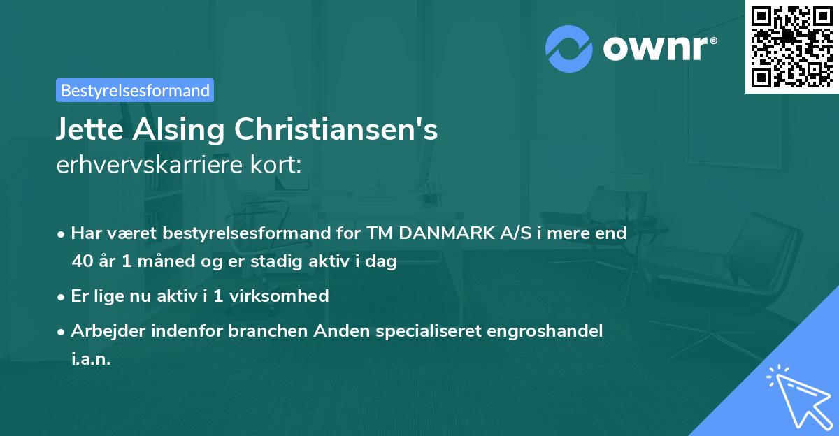 Jette Alsing Christiansen's erhvervskarriere kort