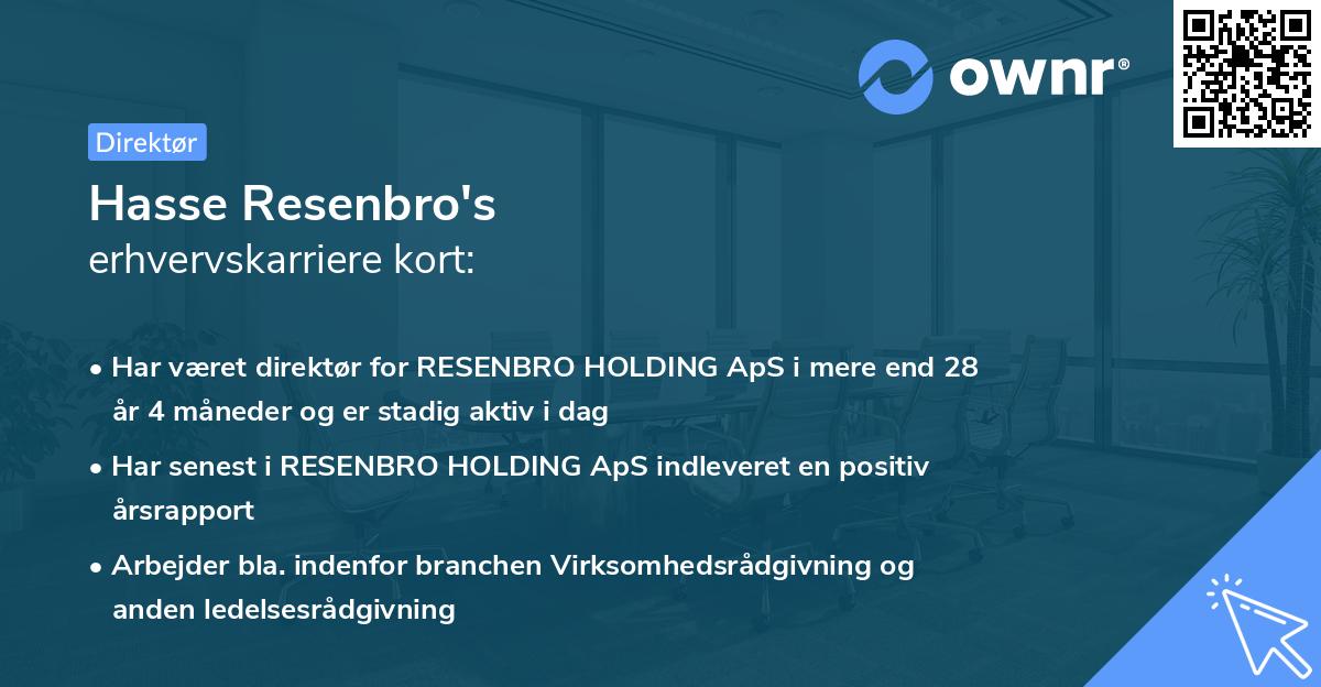 Hasse Resenbro's erhvervskarriere kort