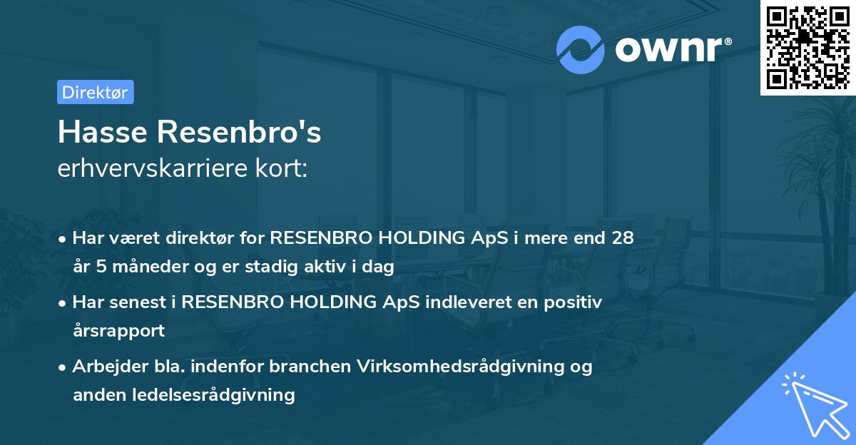 Hasse Resenbro's erhvervskarriere kort