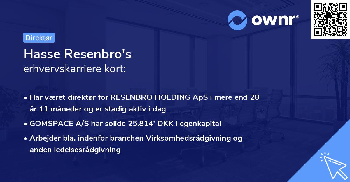 Hasse Resenbro's erhvervskarriere kort