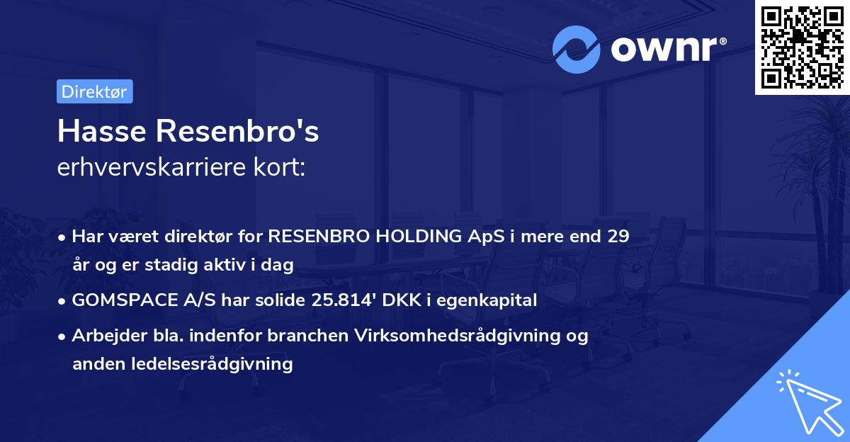 Hasse Resenbro's erhvervskarriere kort