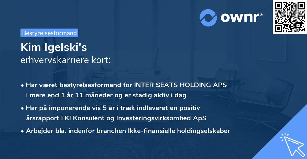 Kim Igelski's erhvervskarriere kort