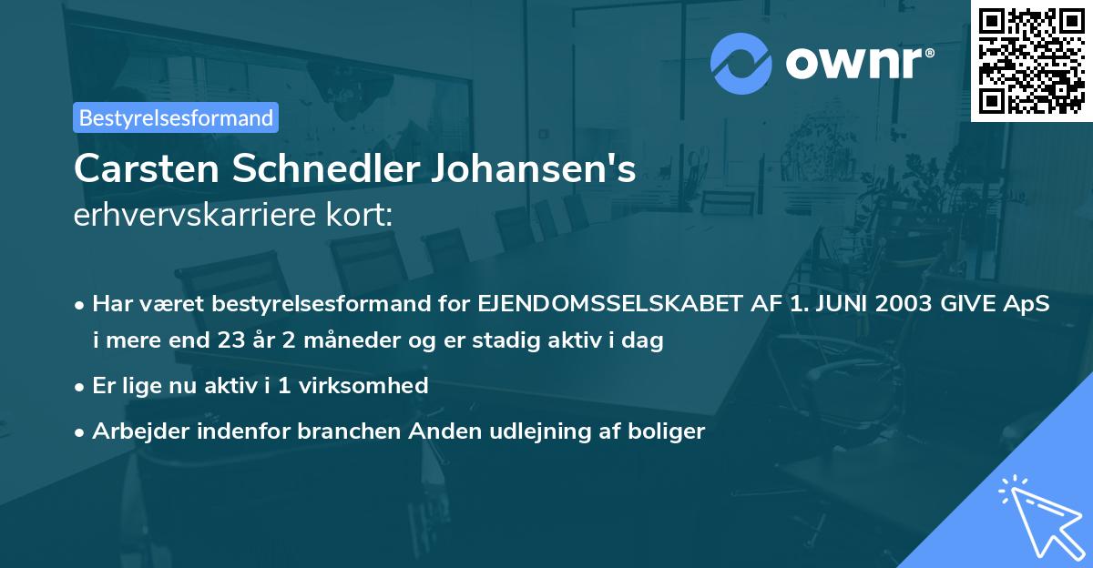 Carsten Schnedler Johansen's erhvervskarriere kort