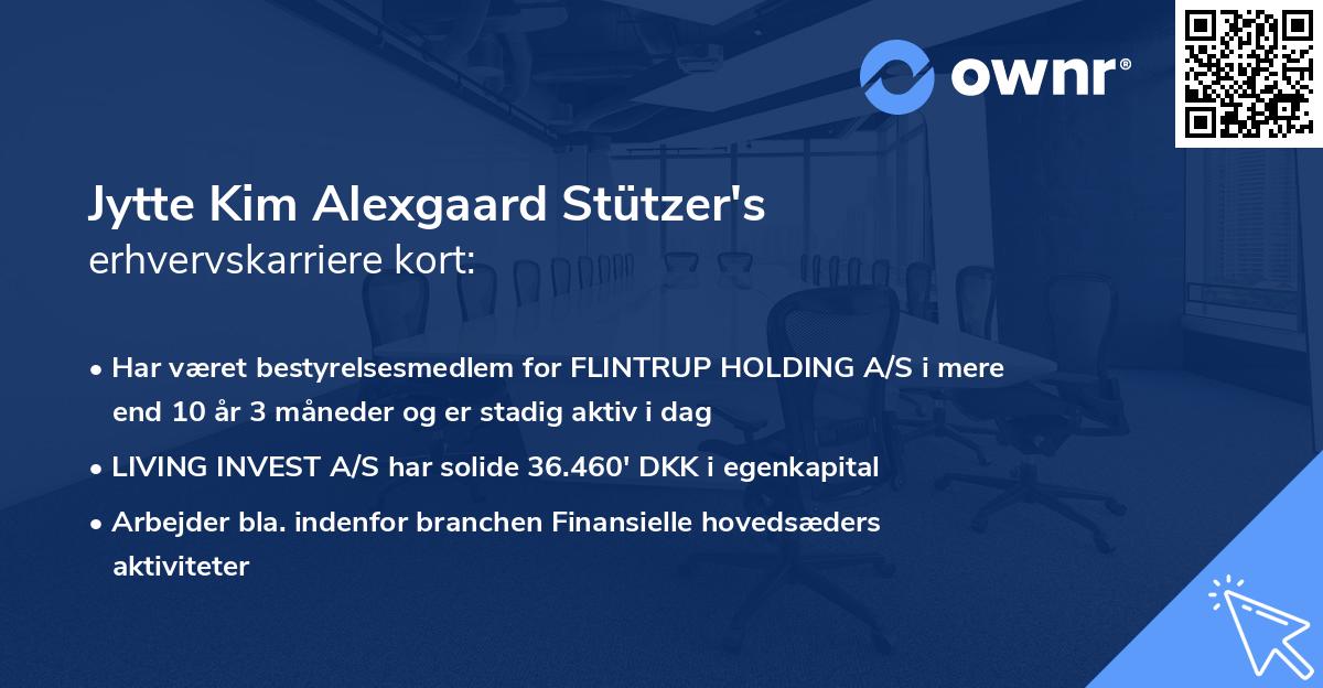 Jytte Kim Alexgaard Stützer's erhvervskarriere kort