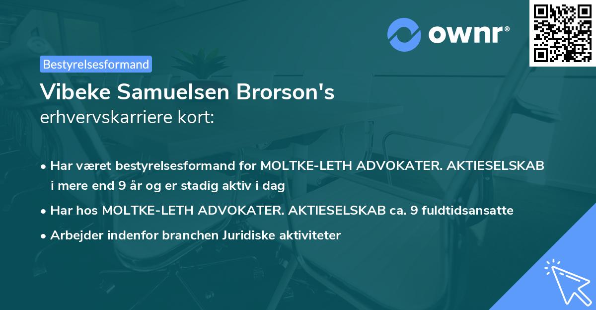 Vibeke Samuelsen Brorson's erhvervskarriere kort
