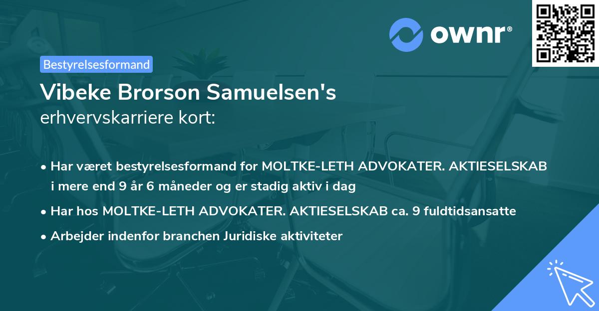 Vibeke Brorson Samuelsen's erhvervskarriere kort